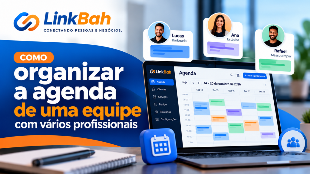 Como organizar a agenda de uma equipe com vários profissionais, com calendário digital, horários de atendimento e gestão de equipe.